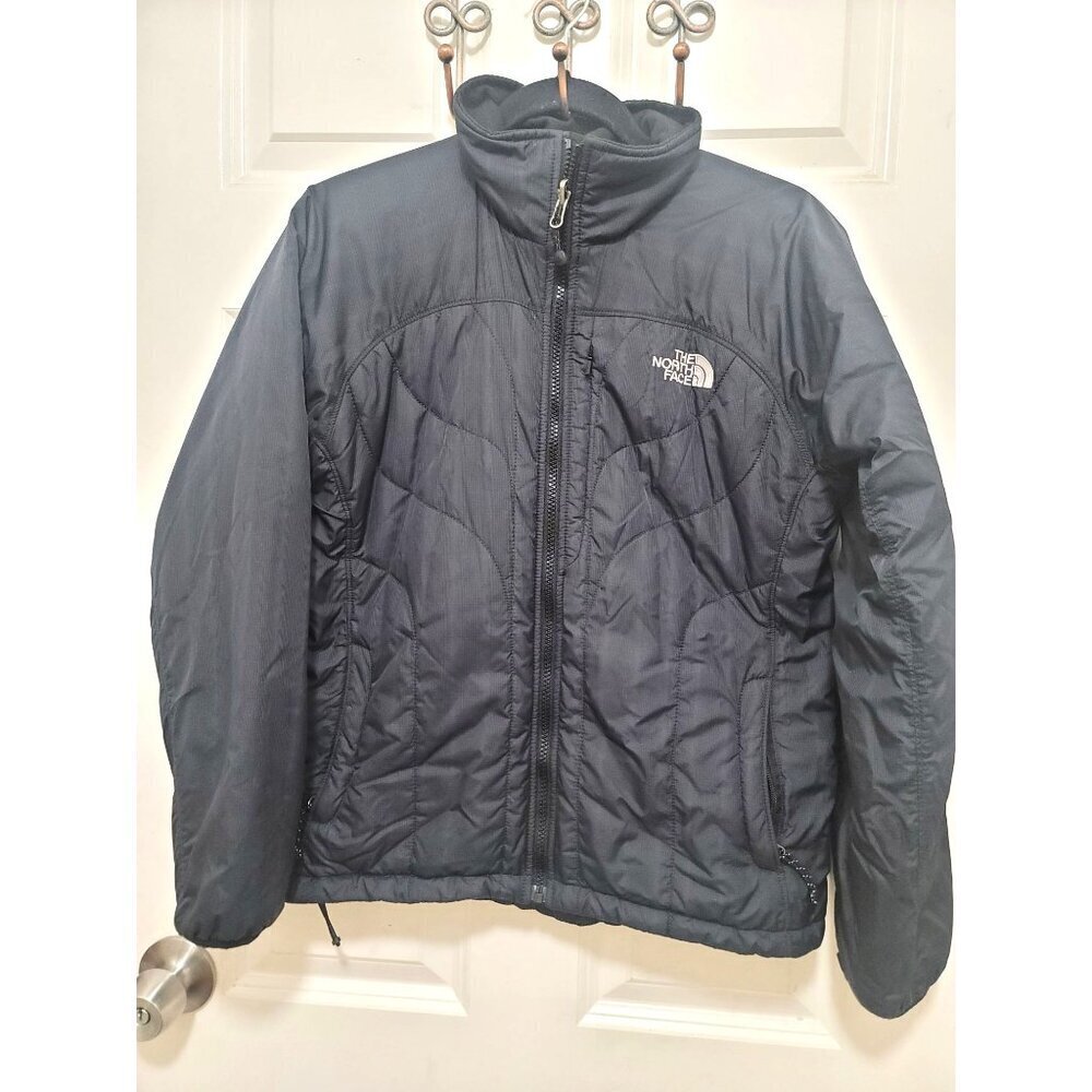 The North Face Quilted Ripstop Jacket Womens Small Black Full Zip Puffer Coat